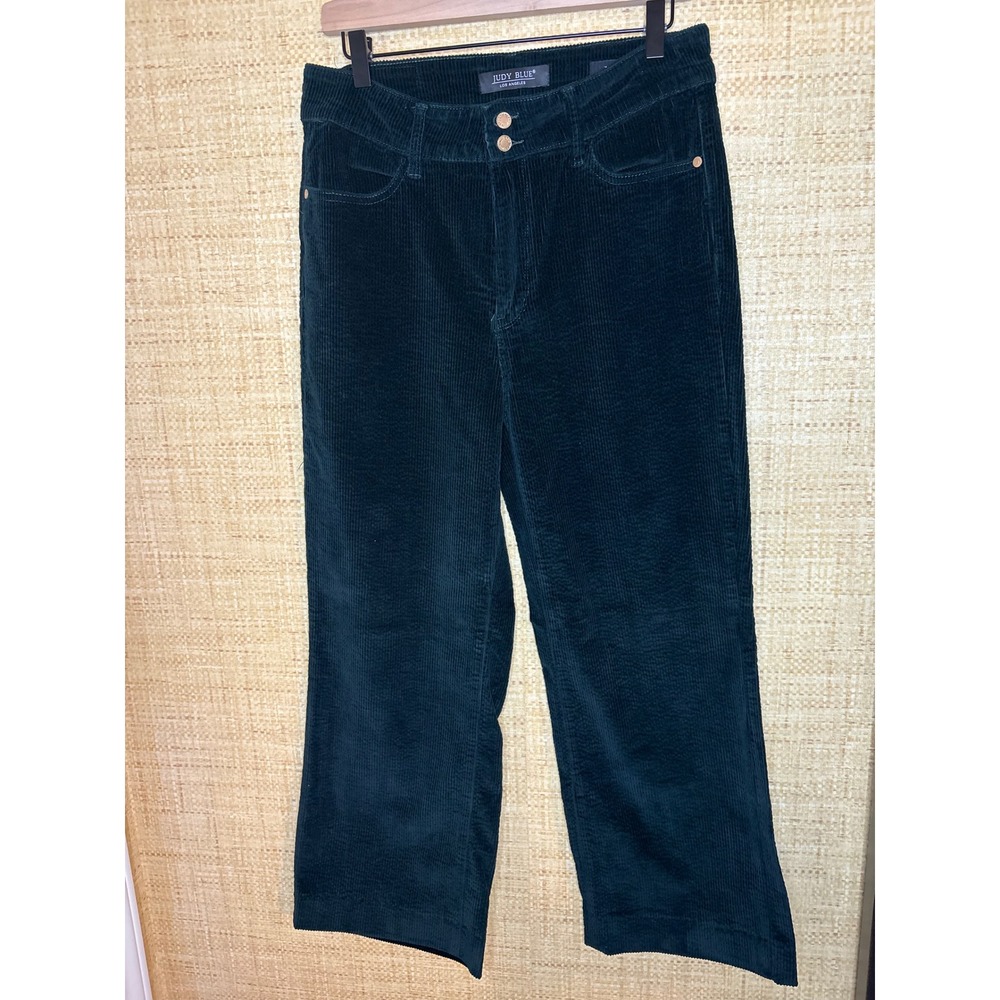 Judy Blue Forest Green Corduroy Wide Leg Pants High Rise Size 13/31